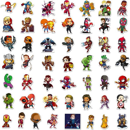 200PCS Cartoon Character Superhero Stickers for Kids Waterproof Vinyl Superhero Stickers Bulk for Water Bottles Skateboard Luggage Laptop Bumper Boys Teens Adults