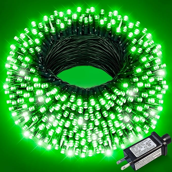 Green String Lights for St Patrick's Day, 100FT 300 LED Christmas Lights Outdoor with 8 Modes, Waterproof Connectable Twinkle Fairy Lights Green Wire for Indoor House Patio Party Holiday Decorations