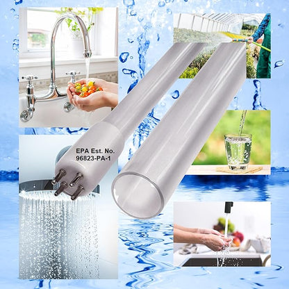 LSE Lighting Combo Package UV Bulb & Quartz Sleeve for Neptune WTA4-450, WTA-476D | 18" 4-Pin UV Lamp & Quartz Glass Tube | Replacement Kit | Designed in USA