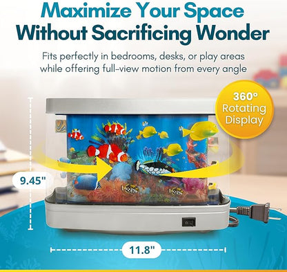 Linda's Essentials Fake Fish Tank Frutiger Aero Fish Lamp - Fake Aquarium Decorative Lamp, Artificial Fish Tank with Moving Fishes, LED Artificial Aquarium Night Light, Plug in Moving Lamp