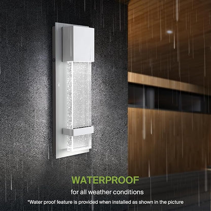 ASD LED 13" Bubble Glass Wall Light Fixture, Outdoor & Indoor Seeded Sconce | 3CCT, Waterproof, Dimmable, ETL Listed | 12W 500LM 3000-5000K 120V | Exterior Lantern, Porch Lighting | White, 4 Pack