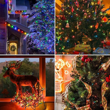 FairyGlim 100 LED Christmas String Lights, 33 FT Connectable Waterproof String Lights Green Wire with Timer Memory Function & 8 Modes, for Indoor Outdoor Xmas Trees Party Garden, 33 FT Multicolor