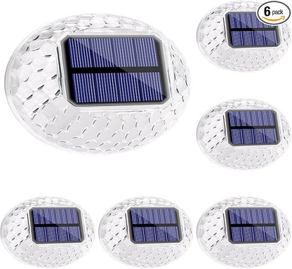 LYHOPE Solar Fence Lights Outdoor, IP65 Waterproof Solar Light for Outside, 6 Pack Deck Light for Backyard Railing Patio Deck Fence Stair Railing Wall Outdoor Decorations(Cool White)