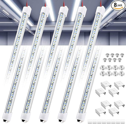 8 Pcs 12V Interior LED Light Bar for Car LED Light with Switch and Magnets Strip White 12V Lighting for Indoor Room Home Car Cargo Truck Trailer Van