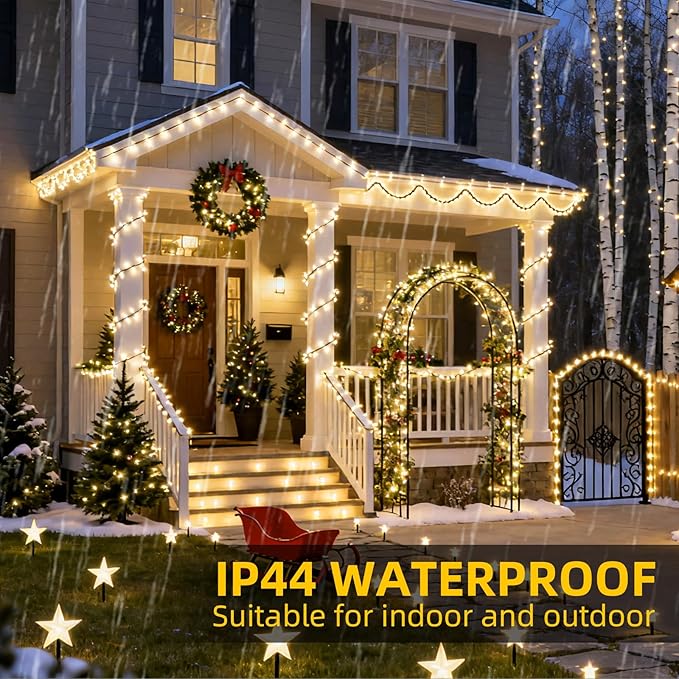 Fairy Lights Plug in 130Ft 2000LED Warm Christmas Wreath Lights with Timer Remote Waterproof Firecracker Twinkle Cluster String Light for Bedroom Wreath Party Garland Tree Decor Green Wire