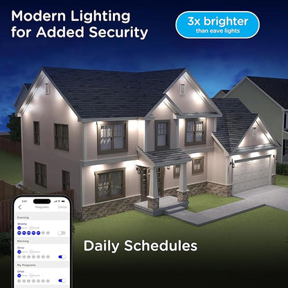 Enbrighten Eternity Accent Permanent Outdoor Lights, 50ft with 12 RGBWIC LED Lights, App‑Controlled, Cuttable, Christmas, Accent & Year‑Round Eave Lighting, Works with Alexa & Google Home, 85709