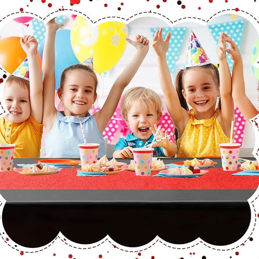 Oudain 2 Pcs Black & Red Holographic Party Tablecloth 54 x 108 Inch Strange Themed Party Decoration Plastic Rectangle Table Cloth Waterproof Table Cover for Birthday Weeding Anniversary Graduation