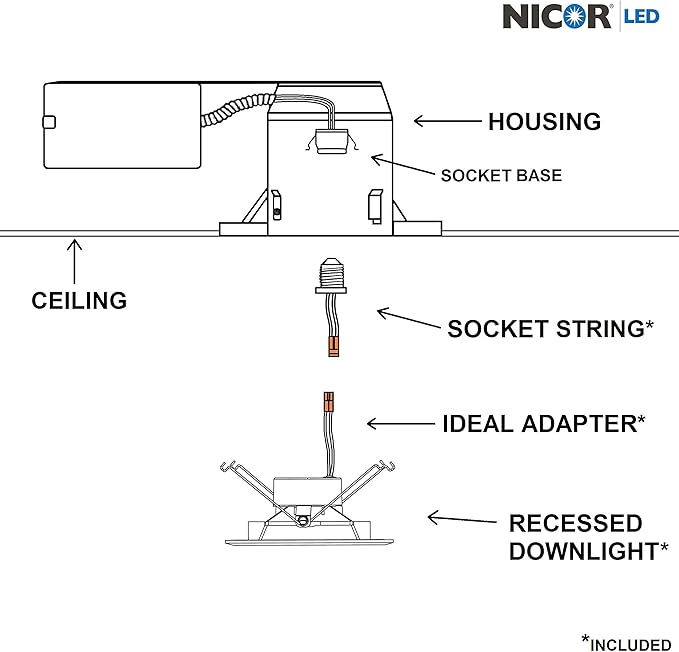 NICOR Lighting 6 inch Black Square LED Recessed Downlight in 3000K (DQR6-10-120-3K-BK-BF)