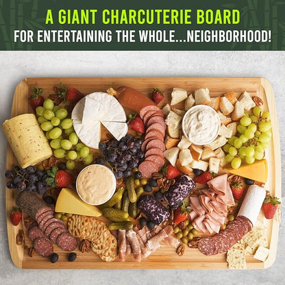 GREENER CHEF 36 x 24 Inch Extra Large Bamboo Cutting Board with Lifetime Replacements – 4XL Butcher Block, Oversized Carving & Charcuterie Board, Stovetop Cover for Kitchen Counter Space