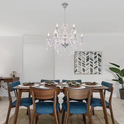 YYSHCHEN 9 Lights Clear Crystal Chandeliers,Glass Chandelier for Dining Room,Living Room,Bedroom.