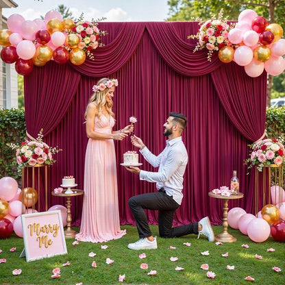 20ft x 10ft Burgundy Backdrop Curtain for Parties Wedding Maroon Wrinkle Free Backdrop Drapes Panels for Birthday Party Bridal Shower Photo Photography Polyester Fabric Background Decoration