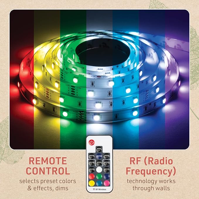 Complete LED Strip Light Kits (Multicolor RGB) 8 ft Flexible Tape with Remote Accent Light TV Backlight 338321
