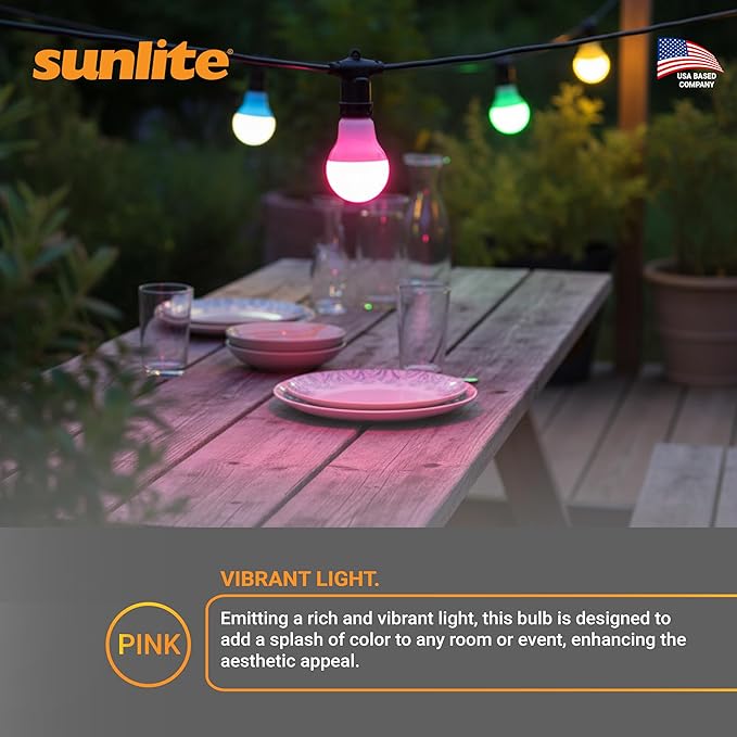 Sunlite 80168 LED A19 Colored Light Bulb, 3 Watts (25w Equivalent), E26 Medium Base, Non-Dimmable, UL Listed, Party Decoration, Holiday Lighting, 1 Count, Pink