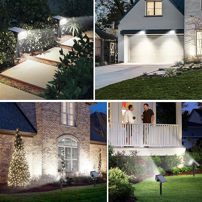 Tadyreal Solar Spot Lights Outdoor 10 Pack, [46 LED/3 Modes] Solar Landscape Spotlights Waterproof, 2-in-1 Auto On/Off Solar Powered Lights for Outside Yard Garden Wall Pathway(Cool White)