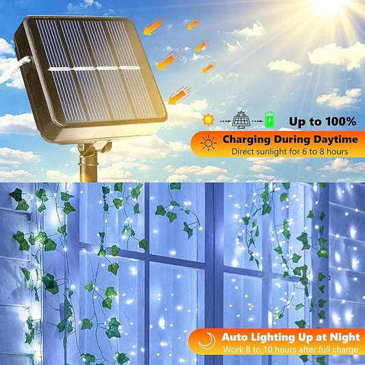 Joomer Solar Fairy Lights, 2-Pack Total 80FT 240LED Solar String Lights Outdoor Waterproof 8 Lighting Modes for Patio Fence Party Garden Yard Home Holiday Tree Outdoor Decoration (White)
