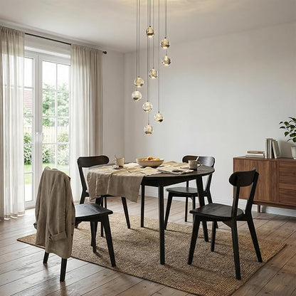 9-Light Modern Black Glass Globe Chandelier, Hanging Cluster Pendant Light Kitchen Island & Foyer Chandelier, Warm White 3000K, 4230 Lm, LED Modern Chandelier, Ø 15.75 in