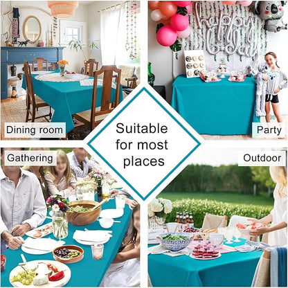 Hiasan 2 Pieces Turquoise Rectangle Tablecloth - Water Resistant and Spillproof Dining Room Washable Fabric Table Cloth for Dining Room, Polyester, 30 x 60 Inch