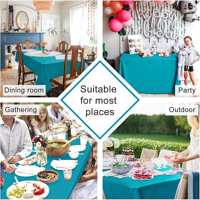 Hiasan Turquoise Square Tablecloth - Water Resistant and Spillproof Dining Room Washable Fabric Table Cloth for Dining Room, Polyester, 54 x 54 Inch