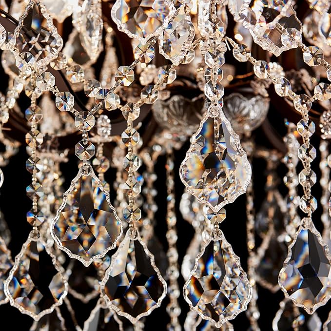 15 Lights Crystal Chandeliers for Dining Room Maria Theresa Chandeliers Vintage Pendant Light Fixture Living Room Bedroom Entryway Kitchen Brown 31.5" H x 30.7" D