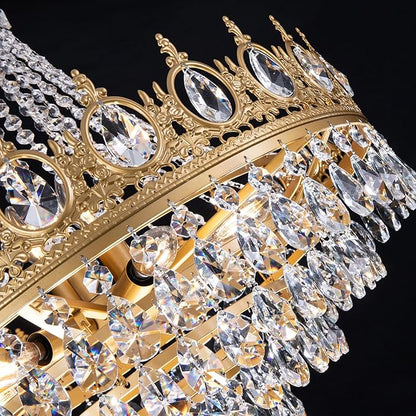 TOCHIC Gold Chandelier French Empire Crystal Chandeliers, 9-Light Modern Luxury Ceiling Light Fixture for Dining Living Room, Bedroom, Kitchen Island, Bathroom, Foyer, 24" W x 24.5" H