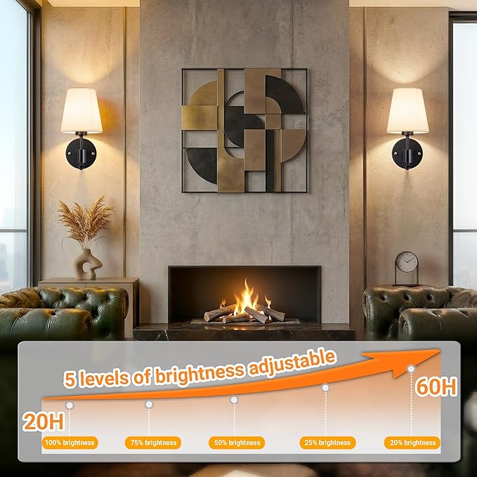 Battery Operated Wall Sconces Set Of Two, Wireless Battery Wall Light With 10000mAh RGB Rechargeable Magnetic Bulb, Rechargeable Wall Sconce With Remote Control For Bedroom, No Electrician Required