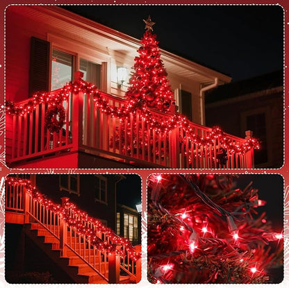 TIGOMOOV 100 Count Christmas Red String Lights, Christmas Tree Lights with Green Wires - UL Certified Red Mini Lights for Indoor/Outdoor Xmas Wedding Holiday Party Home Decorations