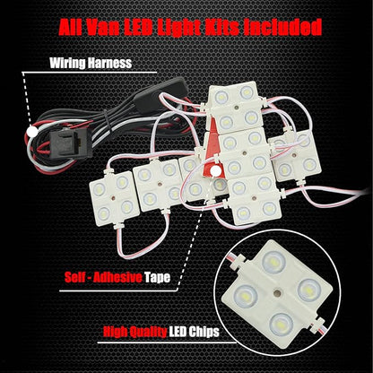 Ampper 12V 40 LEDs Interior Van Light Kits, LED Ceiling Lights with Simplified Harness Switch Fuse for Van RV Boats Caravans Trailers and More (10 Modules, White)