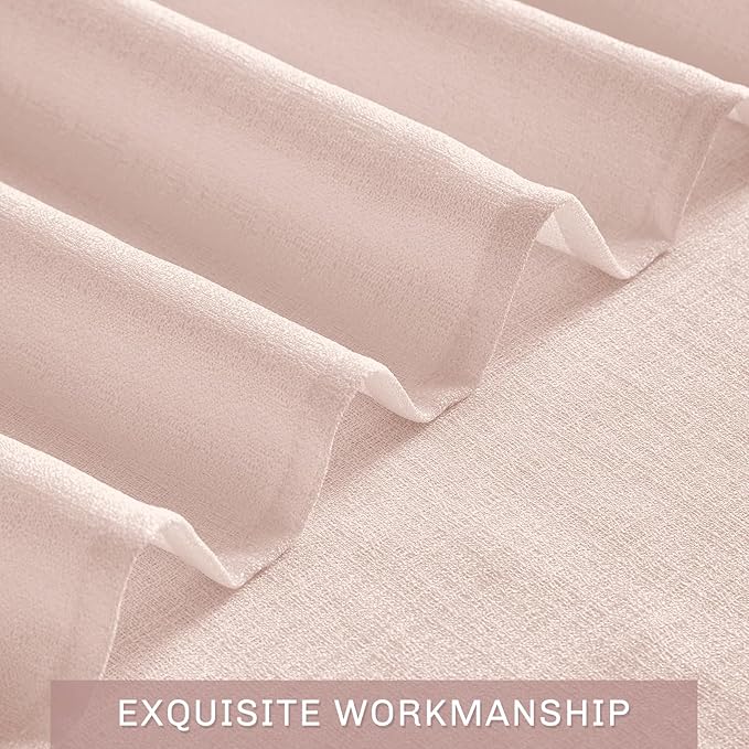 Melodieux Light Pink Semi Sheer Curtain Valance for Kitchen Cafe Small Windows Linen Rustic Rod Pocket Valance, 52 by 18 Inch, 1 Panel
