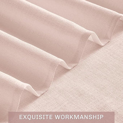 Melodieux Light Pink Semi Sheer Curtain Valance for Kitchen Cafe Small Windows Linen Rustic Rod Pocket Valance, 52 by 18 Inch, 1 Panel