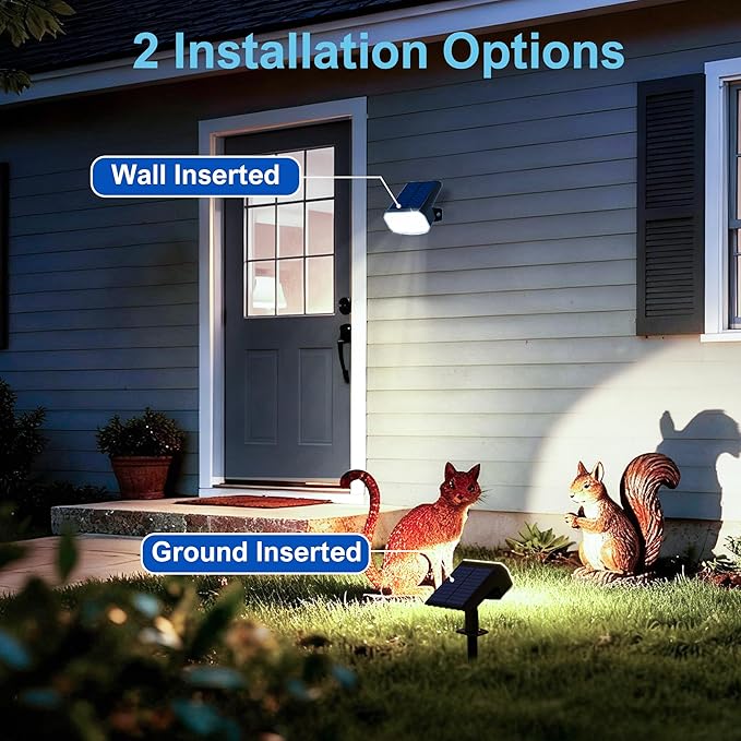 Solar Lights Outdoor Waterproof IP65, Super Bright LED with Lens, 6500K 2 Lighting Modes, Solar Powered Yard Garden Solar Spot Lights for Outside Landscape Auto On/Off - 4 Pack