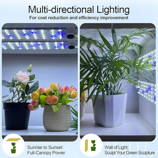 Grow Lights, 40W Linkable Grow Lights for Indoor Plants Full Spectrum, 6/12/16h Timer, Dimmable Ultra-Thin Plant Lights for Indoor Growing, Bluish White, 1-Set