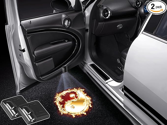 NewL 2 Pcs Led Car Door Welcome Light for Fire Tai Chi Logo Symbol Projector Lights Ghost Shadow Light