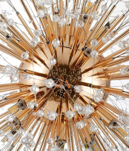 Gold Crystal Chandeliers Dandelion, 31.4" Steel Firework Chandelier Large Lighting, 16-Light Modern Sputnik Pendant Light Fixture for Living Room Bedroom