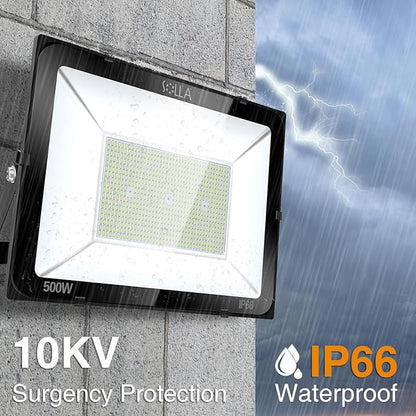 500W LED Stadium Flood Light Outdoor, 2750W Equivalent, 40000LM Super Bright Exterior Security Light, IP66 Waterproof, 6000K Daylight White, Commercial Light for Sports Fields and Counts