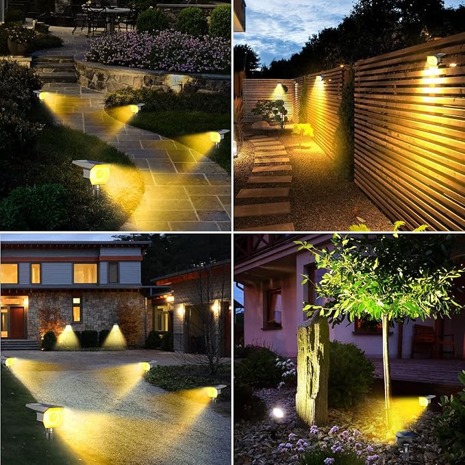 Peasur 10 Pack Solar Lights Outdoor, Spotlights Outdoor Waterproof 3 Modes, 2-in-1 Auto On/Off Solar Spot Landscape Lighting Outside for Tree Plants Yard Garden Pathway, Warm White