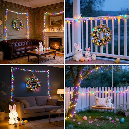 LAMPHOME 33ft Christmas Decorative Mini Lights, 100 LED Green Wire Fairy Starry String Lights Plug in, 16 Lighting Modes, for Indoor Outdoor Xmas Tree Wedding Party Decoration (White+Multicolor)
