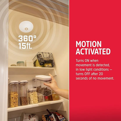 Energizer Motion-Activated LED Ceiling Light, Battery Operated, 300 Lumens, No Wiring Needed, 15ft. Motion Sensing, Great for Laundry Room, Garage, Closets, and More, 39677