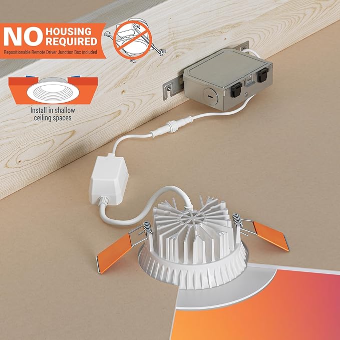 HALO 6 in Dual Zone Smart Wi-Fi Canless LED Ceiling Light Fixture 4-Pack Connected by WiZ Pro, Dimmable, Full Color, SpaceSense Motion Detection - RLWZDZC6-4PK