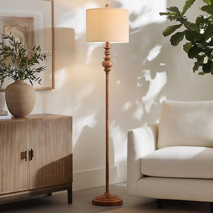 BOBOMOMO 64.25" Rustic Floor Lamp for Living Room, Tall Antique Brown Standing Lamp with Rotary Switch, Vintage Reading Lamp for Bedroom, Office & Study, Farmhouse Home Decor Corner Lamp