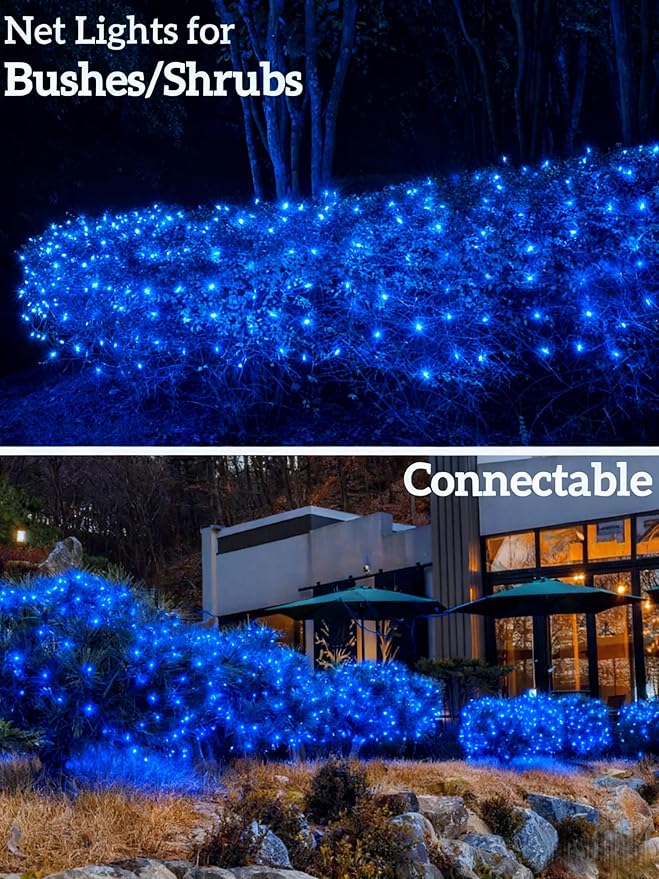 Led Christmas Net Lights for Bushes, 132LED 6FT x 6FT Connectable UL Certified Net Lights for Bushes Tree Shrubs Xmas Trunk Green Wire Christmas Decorations