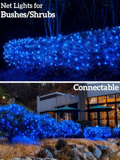Led Christmas Net Lights for Bushes, 132LED 6FT x 6FT Connectable UL Certified Net Lights for Bushes Tree Shrubs Xmas Trunk Green Wire Christmas Decorations