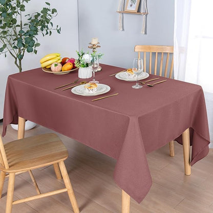 Hiasan 60 X 120 Inch Rectangle Textured Tablecloth - Waterproof Spillproof Antiwrinkle Jacquard Table Cloth for Kitchen and Dining Dinner, Outdoor Picnic, Holiday and Parties, Dusty Rose