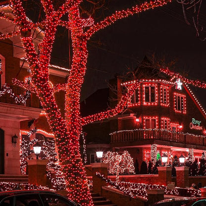 2 Pack Christmas Lights Outdoor, Total 200FT 600LED String Lights for Outside Waterproof with 8 Modes, Connectable Plug In Fairy Lights for Indoor Room Patio Yard Garden Party Decorations, Red