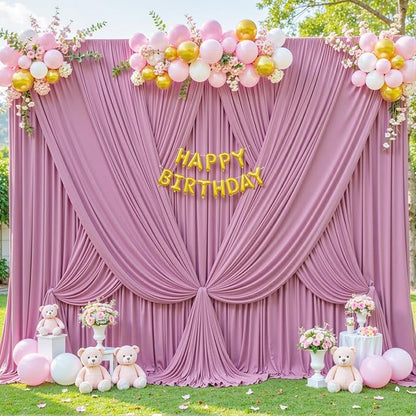 Dusty Pink Backdrop Curtain for Parties Wedding Wrinkle Free Pink Photo Curtains Backdrop Drapes Fabric Decoration for Birthday Party Baby Shower 5ft x 7ft,2 Panels