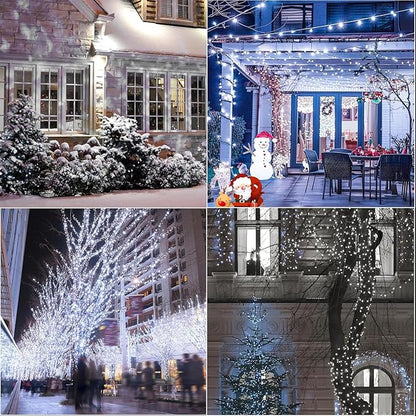 LAMPHOME 165ft Christmas Decorative Mini Lights, 500 LED Transparent Wire Fairy Starry String Lights Plug in, 16Lighting Modes for Indoor Outdoor Xmas Tree Wedding Party Decoration (White)
