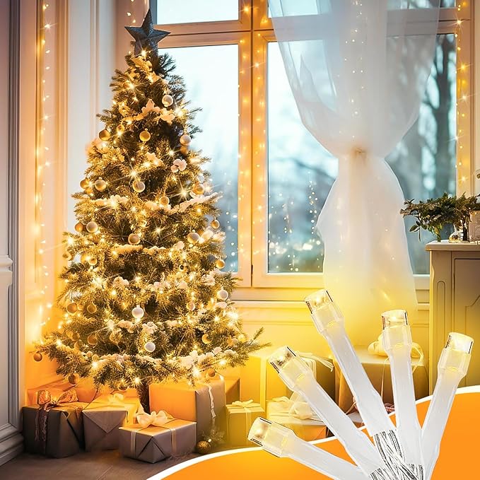 400FT Extra Long Christmas String Lights with Remote, LED Outdoor Waterproof Fairy Lights, Connectable Timer Dimmable Holiday Lights for Roof, Wedding, Party, Garden Decorations (Warm White)