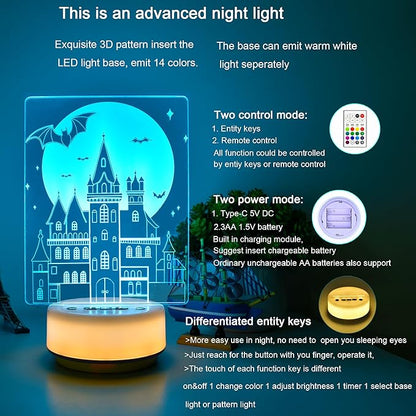 New Moon Castle Night Light Enchanted Castle Illusion Light Girl Room Decoration, 14 Colors with timed dimming and Remote Control, Creative Gifts for Boys, Girls and Women