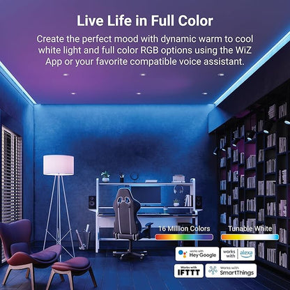 HALO 5/6 in Smart Wi-Fi Recessed LED Downlight Connected by WiZ Pro with SpaceSense Motion Detection, Dimmable, Full Color Changing, 600 Lumens, Wet Rated Ceiling Light - RL56069WZRGBWWHR