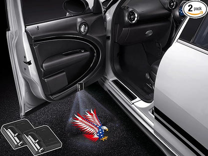 NewL 2 Pcs Led Car Door Welcome Light for USA America Flag Eagle Logo Symbol Projector Lights Ghost Shadow Light