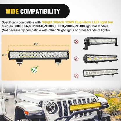 Nilight 20 Inch LED Light Bar Cover Amber Yellow Protective Cover Durable Polycarbonate Lens Waterproof Dustproof Scratch-Proof for Double-Row Lights Off Road Driving Lighting